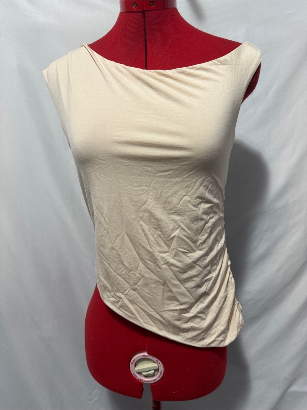 Asymmetric Neck Cream Women's Tank Top
